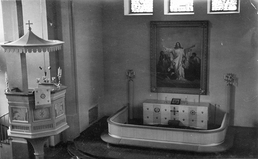 Kosken kirkko sisältä 1950-luvulla