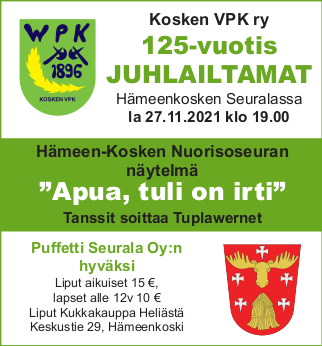 Kosken VPK ry 125-vuotis Juhlailtamat la 27.11.2021 klo 19
